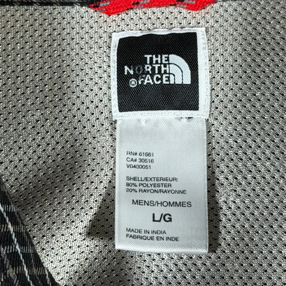 The North Face Mens Large Black White Grid Check Long Sleeve Button Down Shirt